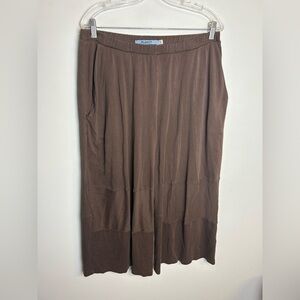 Planet Wide Leg Crop Pants chocolate Brown Pull 3 14-16  100% Pima cotton Peru